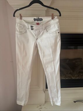 Freestyle White Skinny Jeans - Dual Button Waistband